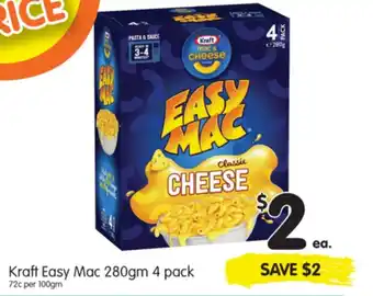 Spar Kraft Easy Mac 4 Pack 280g 4 Pack offer