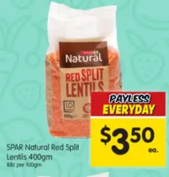 SPAR Natural Red Split Lentils 400gm