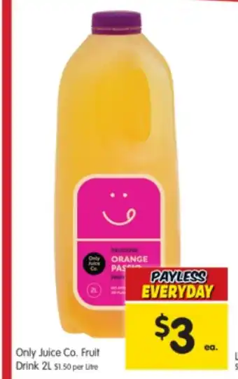 Spar Only Juice Co. Fruit Drink 2L offer