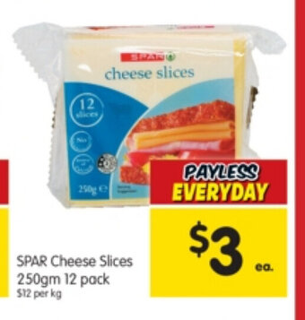 Spar SPAR Cheese Slices 250gm 12 Pack offer
