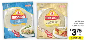 Spar Mission Mini Wraps 384g 8 Pack offer
