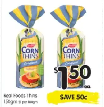 Real Foods Thins 150gm