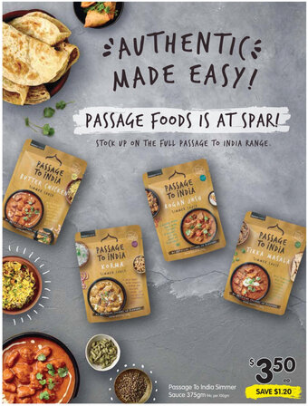 Spar Passage To India Simmer Sauce 375gm offer