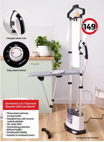 Coles Germanica 2 In 1 Garment Steamer With Iron Board offer