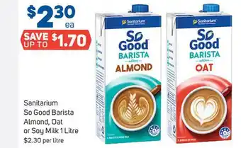 Foodland Sanitarium So Good Barista Almond, Oat Or Soy Milk 1 Litre offer