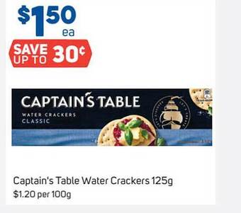 Foodland Captain's Table Water Crackers offer