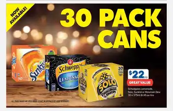 Foodland Schweppes Lemonade, Solo, Sunkist Or Mountain Dew offer