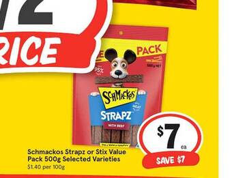IGA Schmackos Strapz Or Stix Value Pack offer