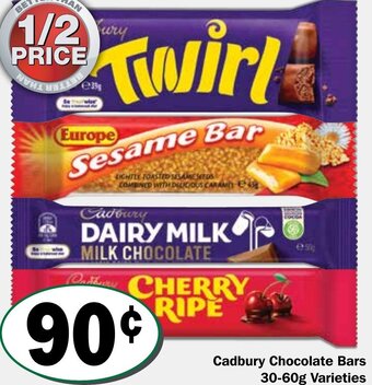 Friendly Grocer Cadbury Chocolate Bars 30-60g Varieties offer