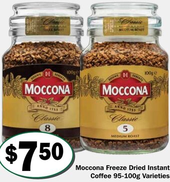 Friendly Grocer Moccona Freeze Dried Instant Coffee 95-100g Varieties offer