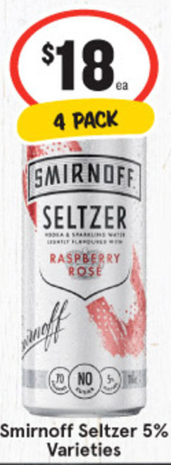 IGA Liquor Smirnoff Seltzer 5% Varieties offer
