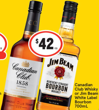IGA Liquor Canadian Club Whisky or Jim Beam White Label Bourbon 700ml offer