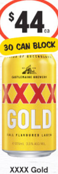IGA Liquor XXXX Gold 30 Can Block offer