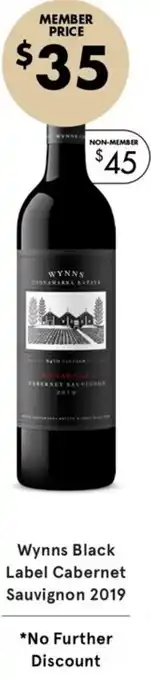 Vintage Cellars Wynns Black Label Cabernet Sauvignon 2019 offer