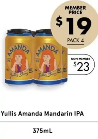 Vintage Cellars Yullis Amanda Mandarin IPA 375ml offer