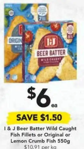 Drakes I & J Beer Batter Wild Caugh Fish Fillets Or Original Or Lemon Crumb Fish offer