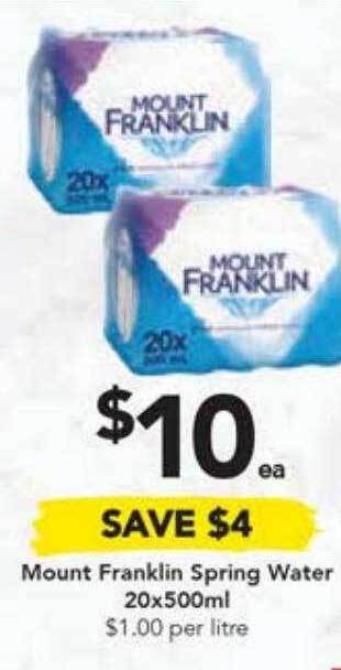 Drakes Mount Franklin Spring Water offer