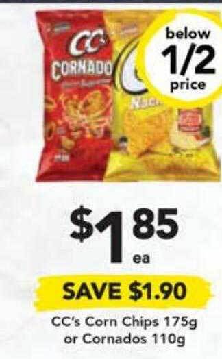 Drakes Cc's Corn Chips Or Cornados offer