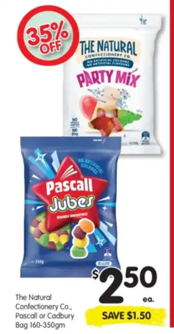 Spar The Natural Confectionery Co. , Pascall or Cadbury Bag 160-350gm offer