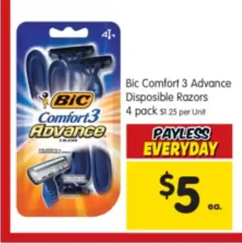 Spar Bic Comfort 3 Advance Disposable Razors 4 Pack offer