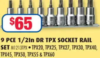 Toolmart 9 PCE 1/2In DR TPX Socket Rail Set offer