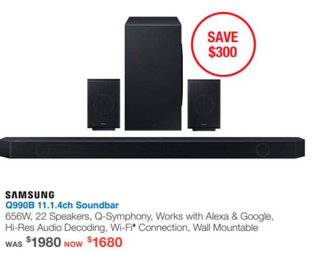 Samsung Q990B 11.1.4ch Soundbar offer at Videopro