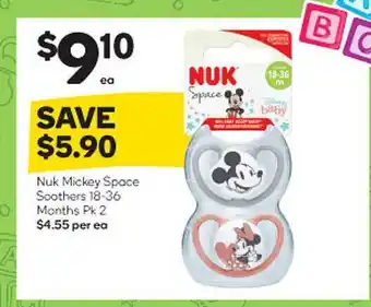 Woolworths Nuk Mickey Space Soothers offer