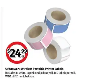 Coles Urbanworx Wireless Portable Printer Labels offer