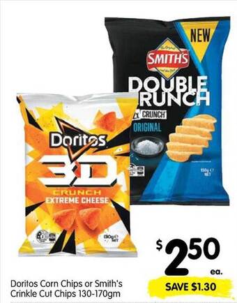 Spar Doritos Corn Chips Or Smith's Crinkle Cut Chips offer