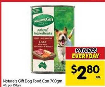 Spar Nature's Gift Dog Food Can offer
