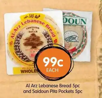 Spudshed Al Arz Lebanese Bread And Saidoun Pita Pockets offer