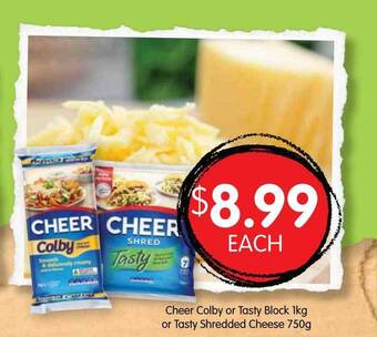 Spudshed Cheer Colby Or Tasty Block Or Tasty Shredded Cheese offer