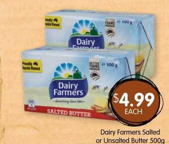 Spudshed Dairy Farmers Salted Or Unsalted Butter 500g offer