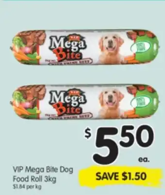 VIP Mega Bite Dog Food Roll 3kg