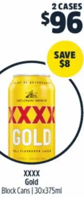 BWS XXXX Gold Block Cans I 30x375ml offer