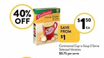 Foodworks Continental Cup-a-soup 2 Serve offer