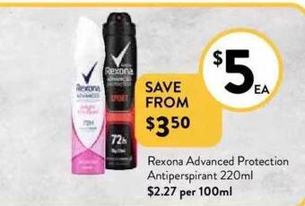 Foodworks Rexona Advanced Protection Antiperspirant offer