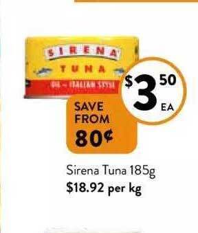 Foodworks Sirena Tuna offer