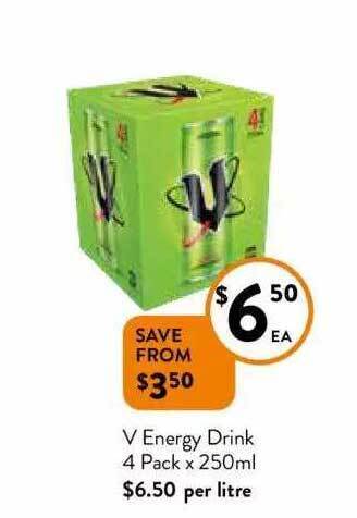 Foodworks V Energy Drink 4 Pack offer