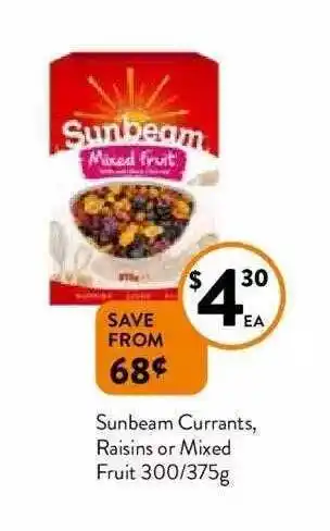 Foodworks Sunbeam Currants, Raisins Or Mixed Fruit offer