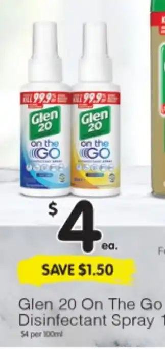 Spar Glen 20 On The Go Disinfectant Spray 100mL offer