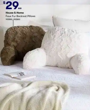 BIG W House & Home Faux Fur Backrest Pillows 192882,192883 offer