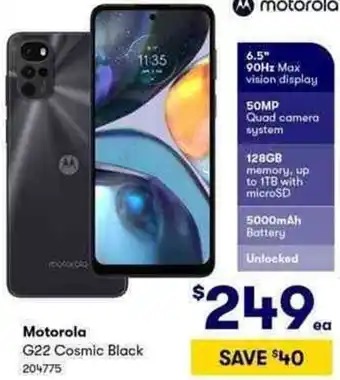 BIG W Motorola G22 Cosmic Black 204775 offer