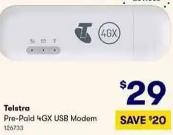 BIG W Telstra Pre-Paid 4GX USB Modem 126733 offer