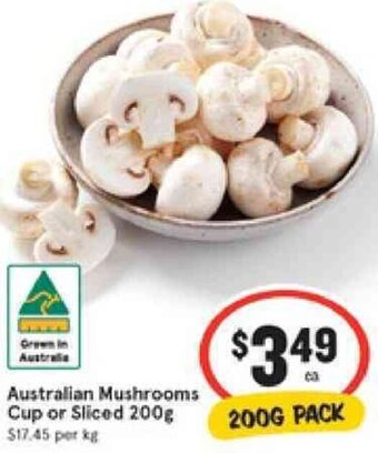 IGA Australian Mushrooms Cup or Sliced 200g offer