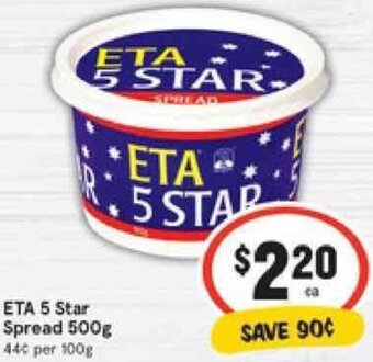 IGA ETA 5 Star Spread 500g offer