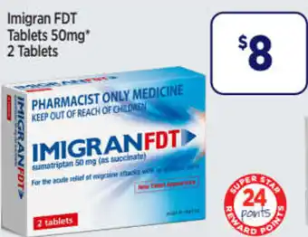 Star Discount Chemist Imigran FDT Tablets 50mg 2 Tablets offer