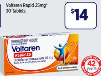 Star Discount Chemist Voltaren Rapid 25mg 30 Tablets offer