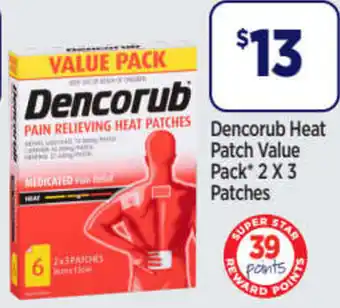 Star Discount Chemist Dencorub Heat Patch Value Pack 2 x 3 Patches offer