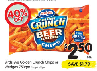 Spar Birds Eye Golden Crunch Chips or Wedges 750gm offer